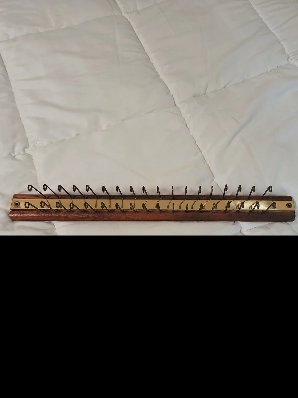 MCM Wooden Multi-Hook Wall Organizer in Brown and Gold-Tone